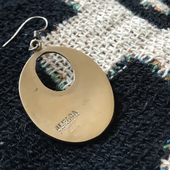 Mexican Silver, Mother of Pearl Earrings - Picture 2 of 6